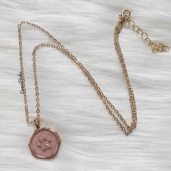 ✨3for$38 New Minimalist Paw Print Gold & Pink Charm Necklace - Picture 7 of 14